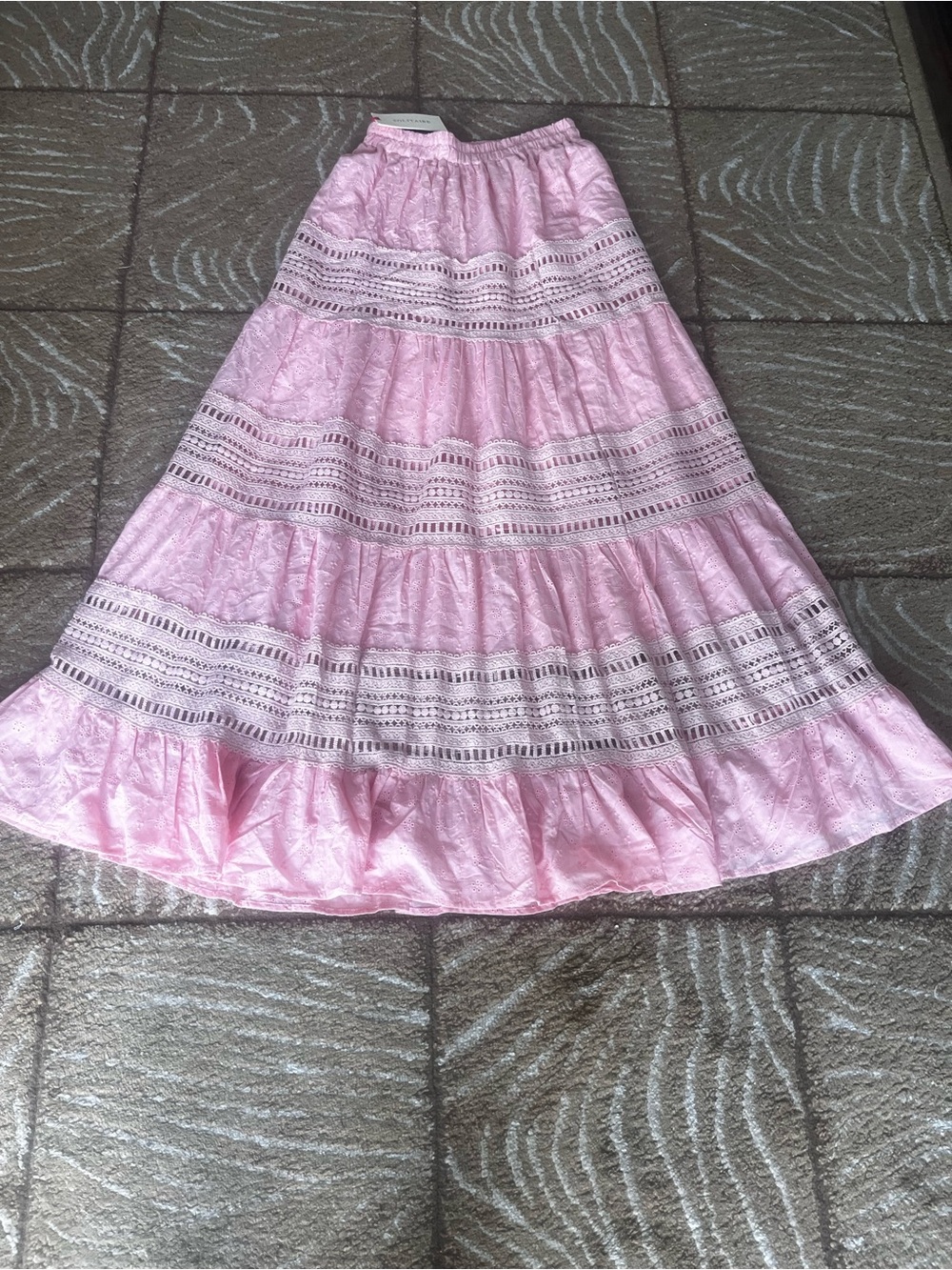New Solitaire Light Pink Tiered Maxi Skirt size S - Picture 8 of 12